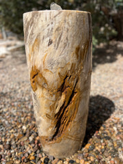 Petrified Wood Infinity Fountain in a landscape setting