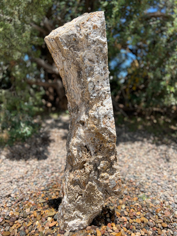 Black Canyon Onyx stone fountain by The Rock Star Gallery in stone garden landscape design.
