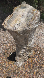 Black Canyon Onyx stone fountain by The Rock Star Gallery in stone garden landscape design.