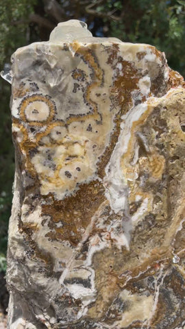 Black Canyon Onyx stone fountain by The Rock Star Gallery in stone garden landscape design.