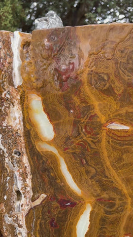 Caramel Canyon Onyx stone fountain made by The Rock Star Gallery®.