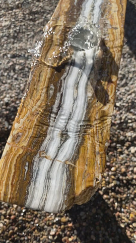 Caramel Canyon Onyx Fountain with a window from The Rock Star Gallery®