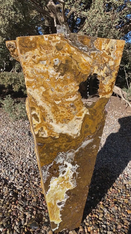 Caramel Canyon Onyx Fountain with a window from The Rock Star Gallery®