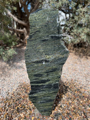 Rocky Mountain Green Granite stone fountain by The Rock Star Gallery in stone garden landscape design.