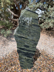 Rocky Mountain Green Granite stone fountain by The Rock Star Gallery in stone garden landscape design.