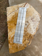 Apache Gold Travertine Stone Fire Table boulder with stainless eco-friendly fuel from The Rock Star Gallery.