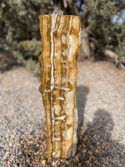 Caramel Canyon Onyx stone fountain made by The Rock Star Gallery.