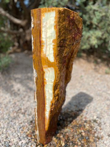 Verde Canyon Onyx stone fountain by The Rock Star Gallery® in a courtyard setting.
