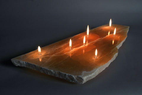 Sunrise Onyx Stone Floating Candle oil lamp by The Rock Star Gallery for interior or exterior settings.