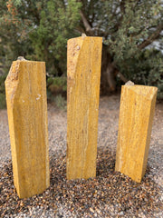 El Malpais Marble stone fountain by The Rock Star Gallery in garden landscape.