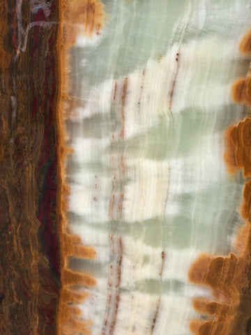 Verde Canyon Onyx stone fountain by The Rock Star Gallery® in a courtyard setting.