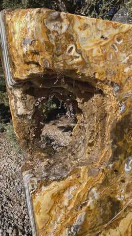 Caramel Canyon Onyx Fountain with a window from The Rock Star Gallery®