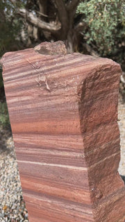 This Rose Salt River Sandstone fountain has striations ranging in color from light blush to deep lavender. 