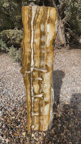 Caramel Canyon Onyx stone fountain made by The Rock Star Gallery®.