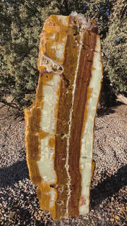 Verde Canyon Onyx stone fountain by The Rock Star Gallery® in a courtyard setting.